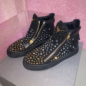 Giuseppe Zanotti black studded hightop sneakers size 37.5
